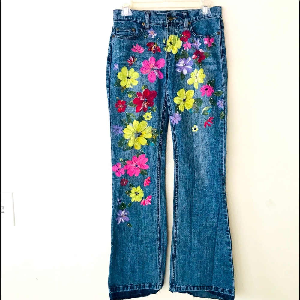 Vintage Y2K Painted Rock Republic Embellished Bootcut Flare Jeans